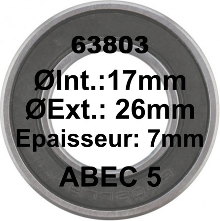 SGM Roulement 63803 LH 17x26x7 - ABEC 5