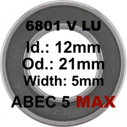Roulement 6801 MAX LLU 12x21x5mm (V TYPE) - ABEC 5