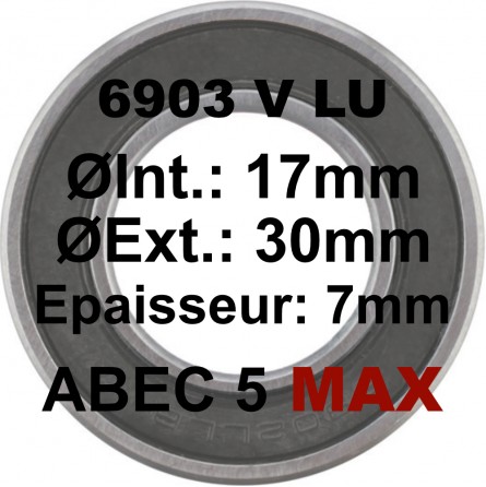 SGM Roulement 6903 MAX LLU 17x30x7mm (V TYPE) - ABEC 5