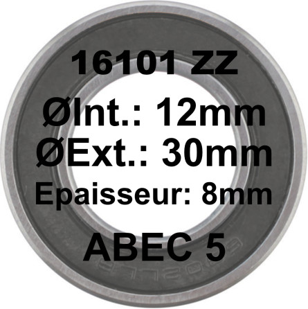 SGM Roulement 16101 ZZ LLB 12x30x8 - ABEC 5