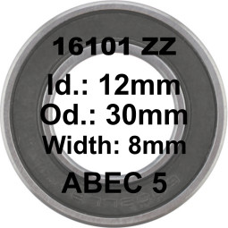 SGM Roulement 16101 ZZ LLB 12x30x8 - ABEC 5