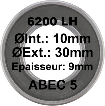 Roulement 6200 LH 10x30x9 - ABEC 5