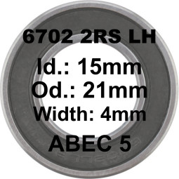 SGM Roulement 6702 2RS LH 15x21x4 - ABEC 5