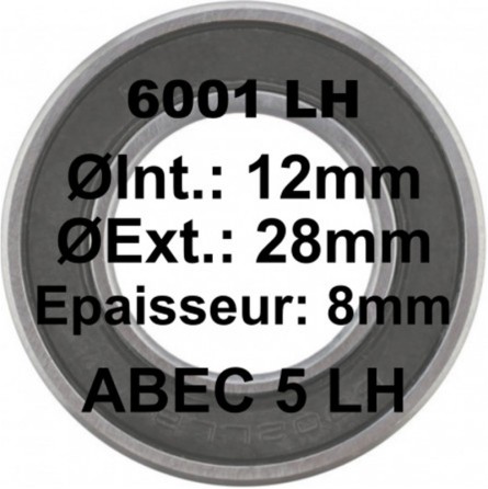 SGM Roulement 6001 LH 12x28x8 - ABEC 5
