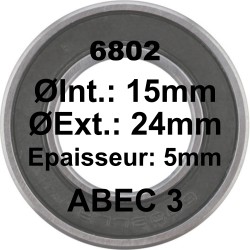 Roulement 6802 15x24x5 - ABEC 3
