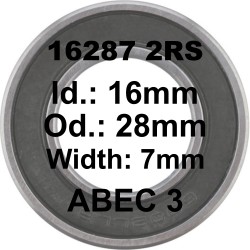 ELVEDES Roulement 16287 2RS 16x28x7 - ABEC 3