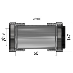 ELVEDES Boitier de Pédalier T47 68mm - 29mm (Sram Dub)