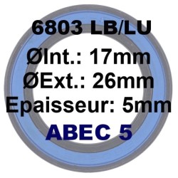 SGM Roulement 6803 17x26x5 (61803) - ABEC 5 Black Coating