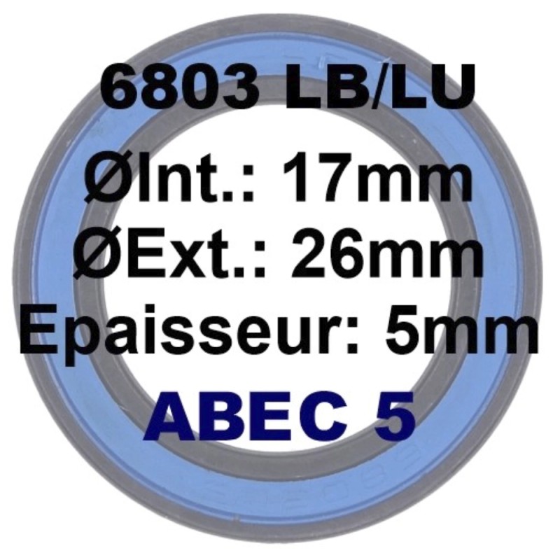 SGM Roulement 6803 17x26x5 (61803) - ABEC 5 Black Coating