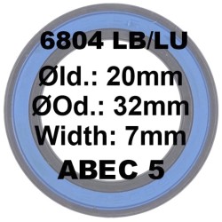 SGM Roulement 6804 20x32x7 - ABEC 5 Black Coating