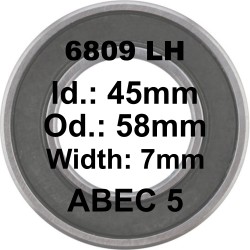 SGM Roulement 6809 LH 45x58x7 - ABEC 5