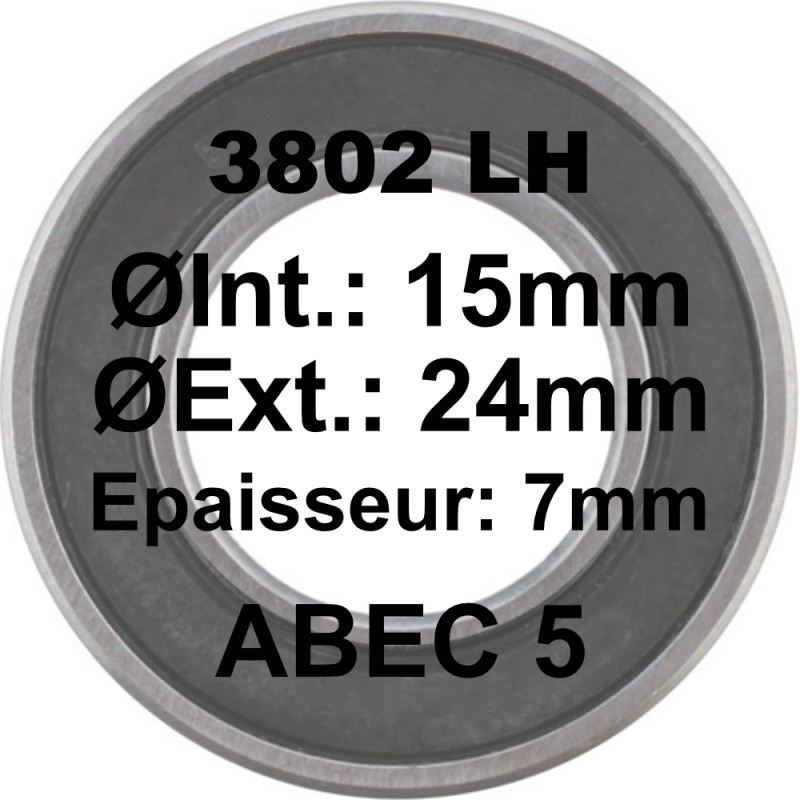 SGM Roulement 3802 LH 15x24x7 - ABEC 5