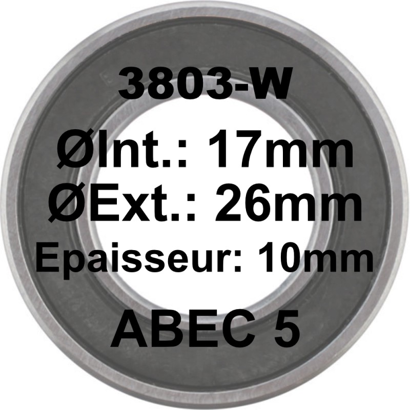 SGM Roulement 3803-W LH 17x26x10 - ABEC 5