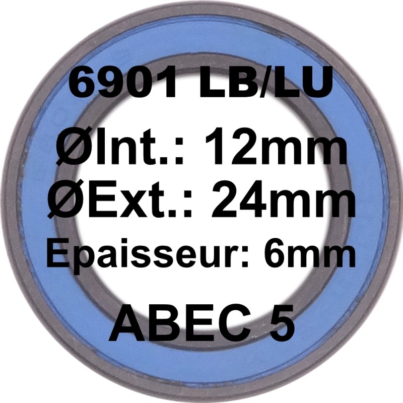 SGM Roulement 6901 LB/LU 12x24x6 - ABEC 5  Black Coating