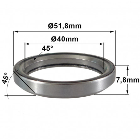 Roulement R440 40 x 51.8 x 7,8 (45°x45°)