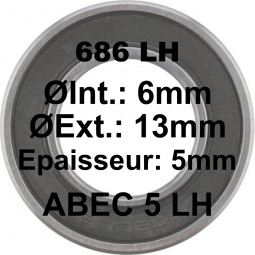 Roulement 686 LH 6x13x5 - ABEC 5